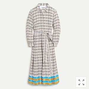 NWT J Crew Pleated Shirt Dress in Silk Twill Belte